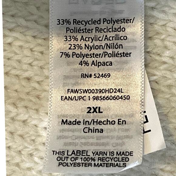 Free Assembly Cable Knit Sweater Womens Size 2XL Ivory Fisherman Chunky Soft - Picture 13 of 14